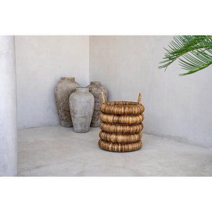 Chunky Water Hyacinth Basket with Handles for Storage & Laundry