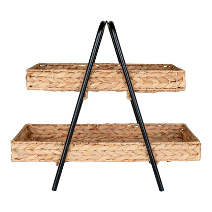 Bandeja de jacinto de agua - Estructura de metal natural y negro, 42 cm