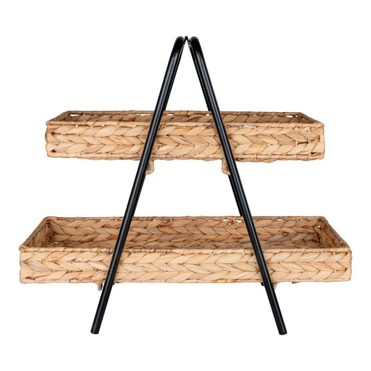 Alfaro Tray - Natural/Black, Water Hyacinth, Metal, 42x23x43.5cm