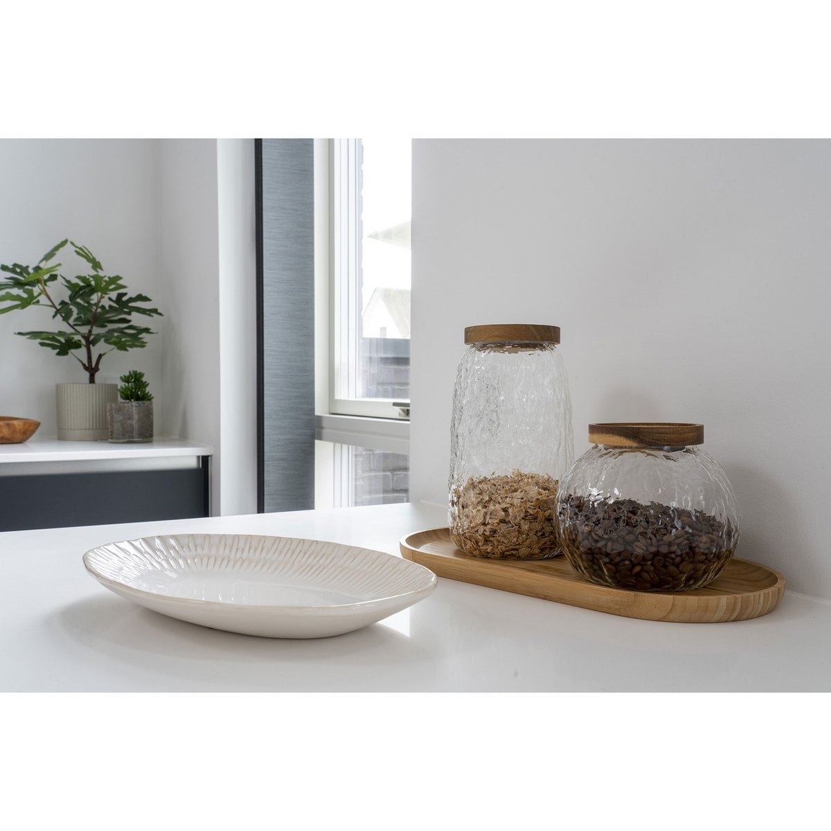 Ceramic Tray - White Nordic Style Decorative Tray, 30.5cm