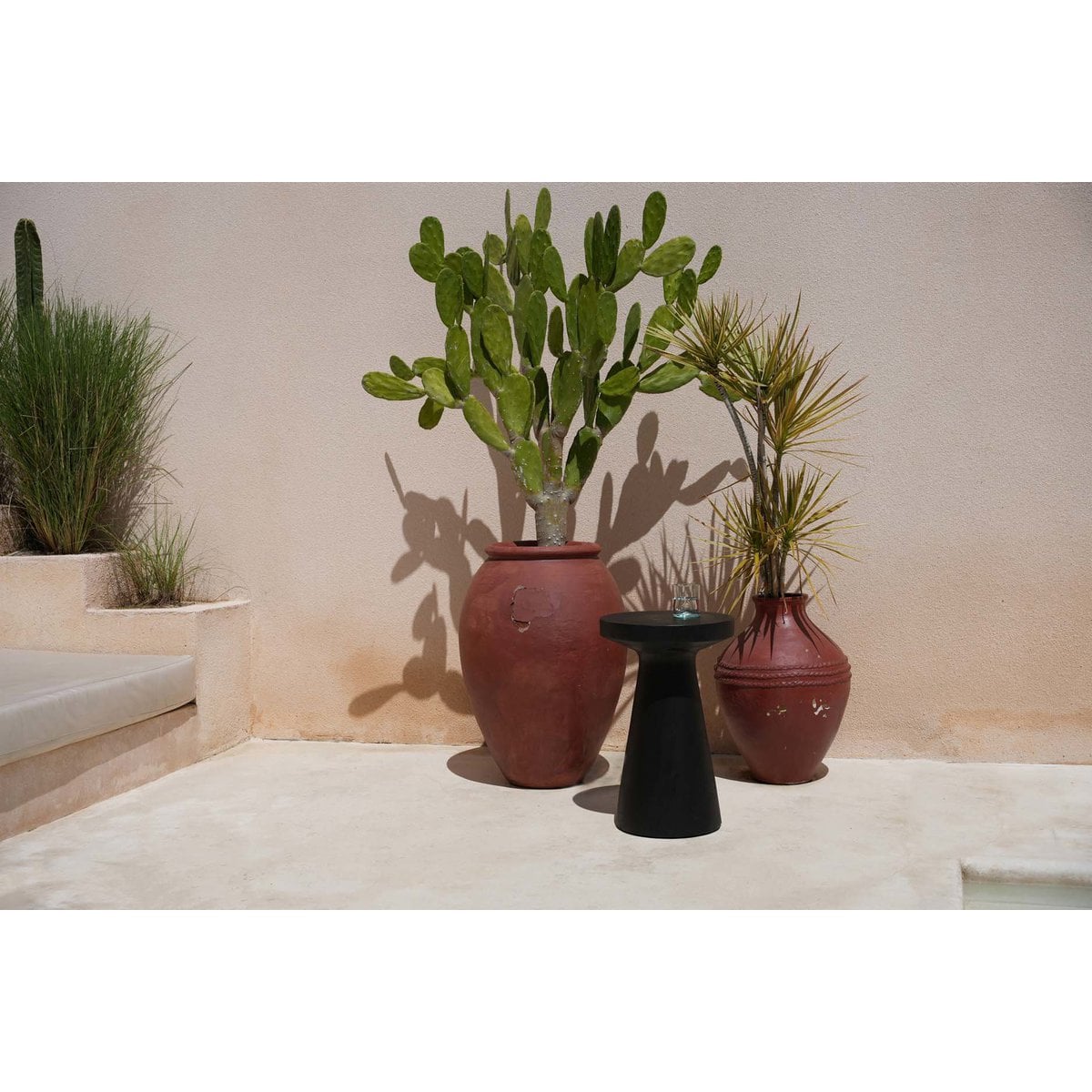 Suar Wood Side Table - Black Modern Accent Table