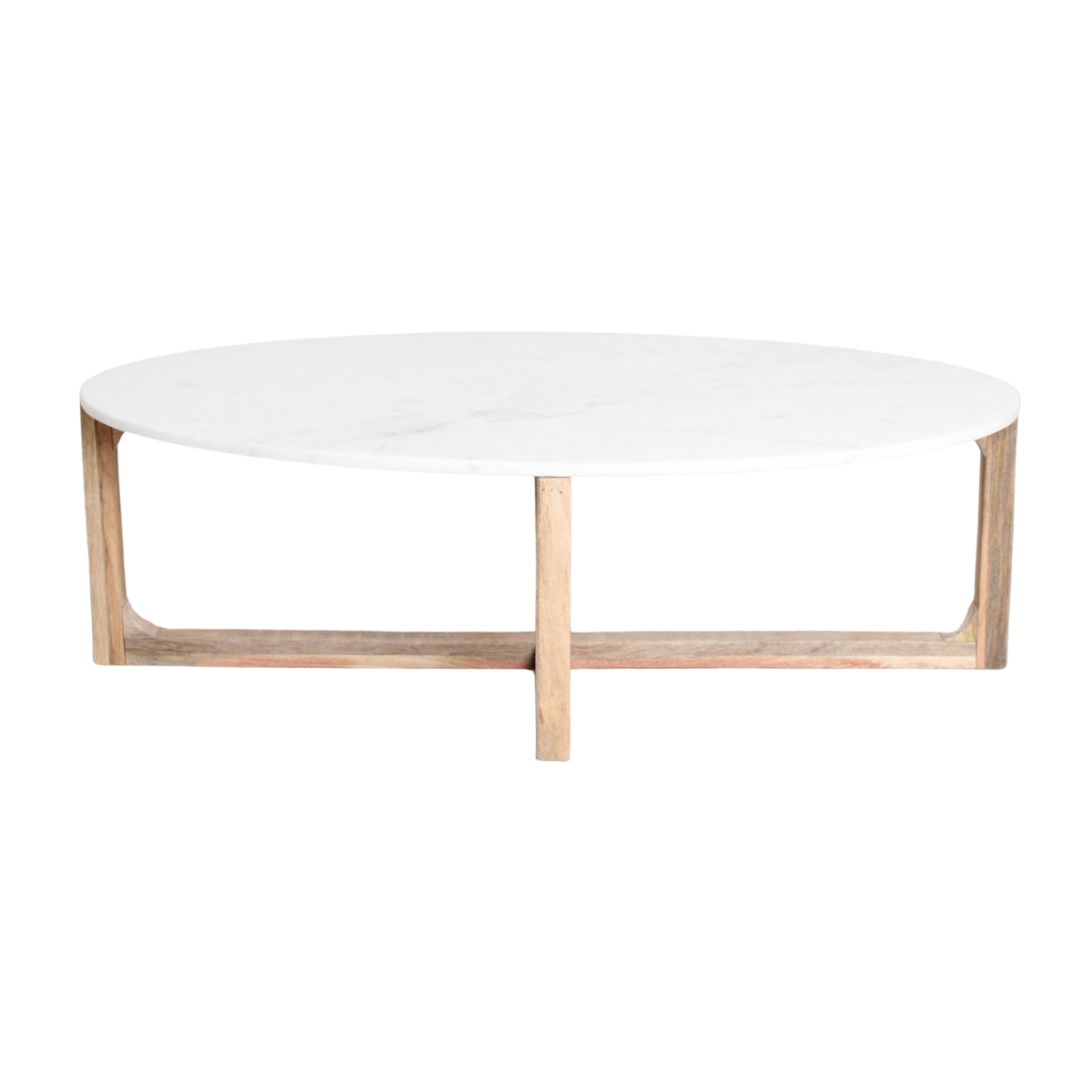 Oval marble coffee table - White - 120x60x38 cm