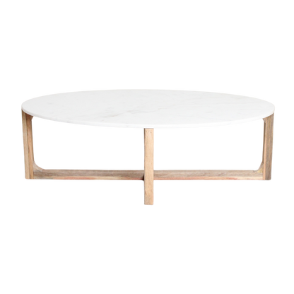 Oval marble coffee table - White - 120x60x38 cm