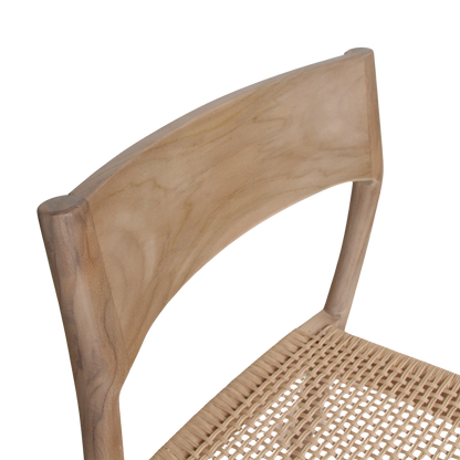 Garden Chair Light Teak - Natural Rope Seat Freya Style