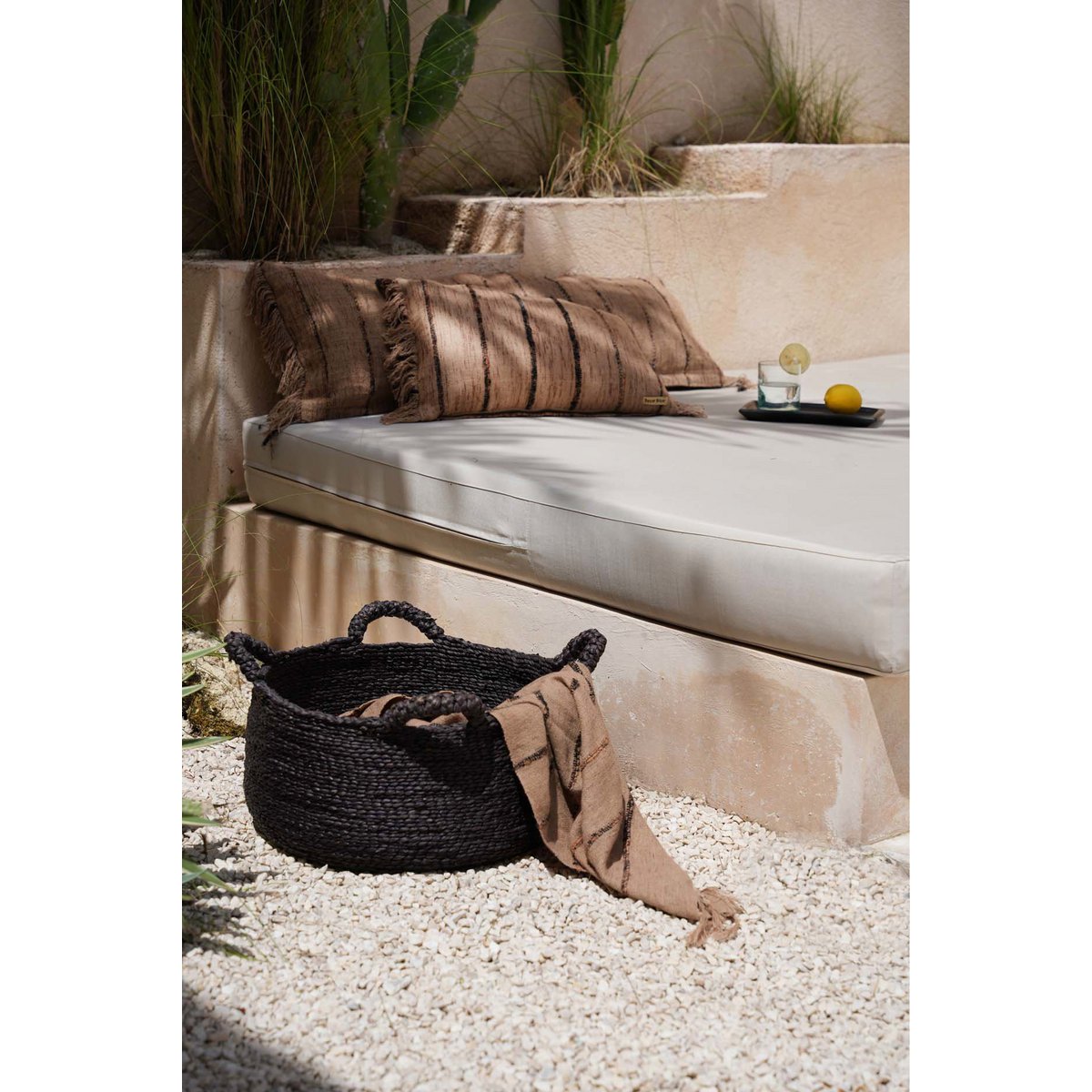 Seagrass Storage Basket - Black Handwoven Basket, Small