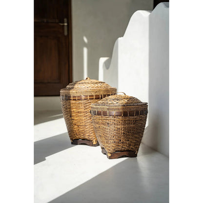 Rattan Storage Basket - Colonial Style, Natural Brown - Large