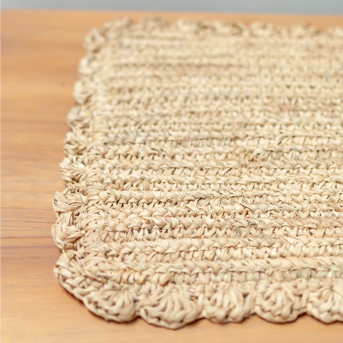 Raffia Placemat Set - Rectangular Boho Table Mats, 50x30 cm