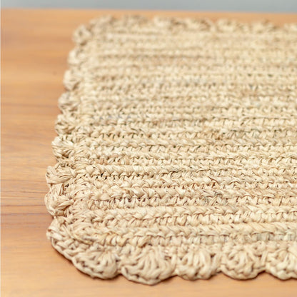Raffia Placemat Set - Rectangular Boho Table Mats, 50x30 cm