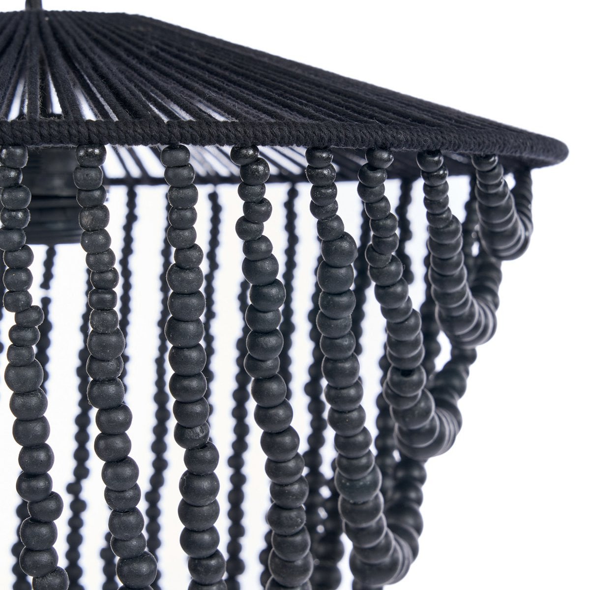 Wooden Bead Chandelier - Black - Large
