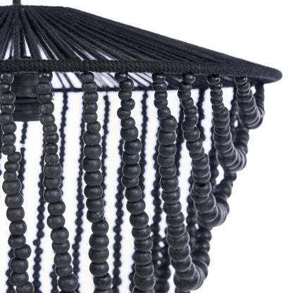 Wooden Bead Chandelier - Black - Large