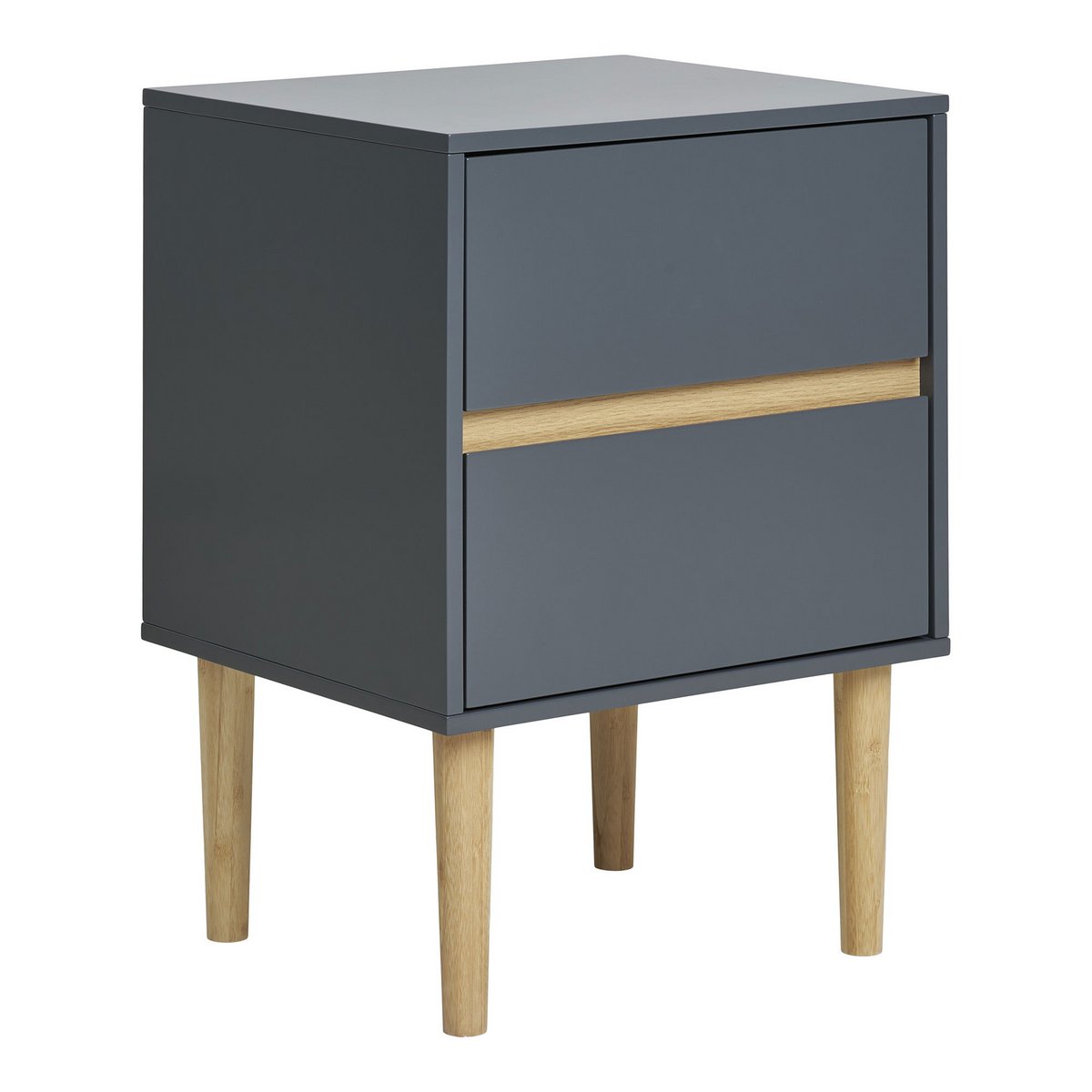Dark Grey Wood Side Table with 2 Drawers | Bisley