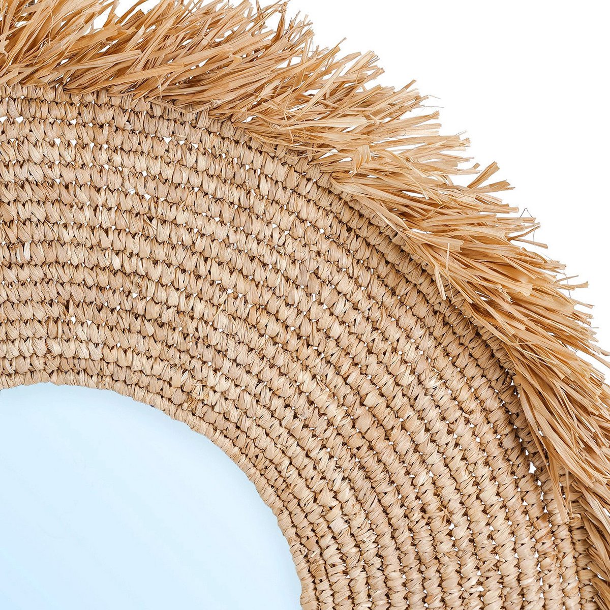Raffia Wall Mirror - Large Natural Fiber Decorative Mirror