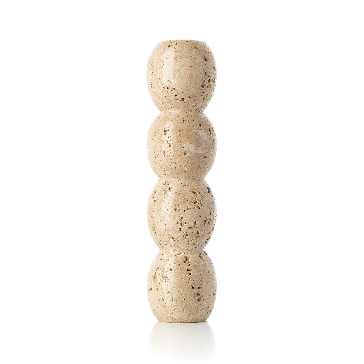 Travertine Taper Candle Holder – Beige Totem Style, Large