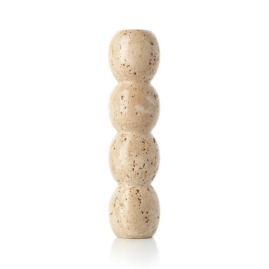 Travertine Taper Candle Holder – Beige Totem Style, Large