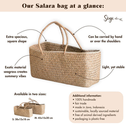 Sac en vrac tressé à la main en herbe de mer SALARA (2 tailles)
