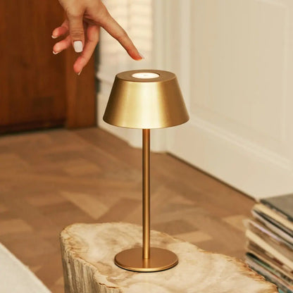 Gold Table Lamp Cordless - Modern Design, 3 Light Modes