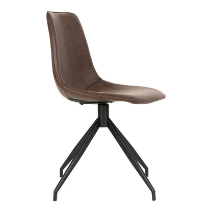 Monaco Dining Chair - Dark Brown, PU/Steel, 56x48x86 cm - Set of 2