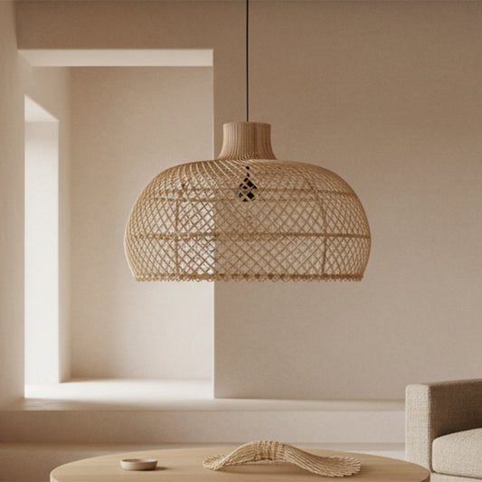 Rattan Κρεμαστό Φωτιστικό - Μεγάλο Φυσικό Υφαντό Φωτιστικό