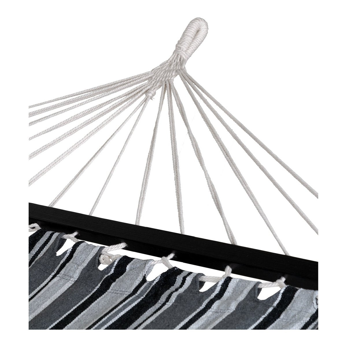 Polyester Cotton Hammock - Larch Frame, Black Grey White