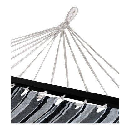 Polyester Cotton Hammock - Larch Frame, Black Grey White