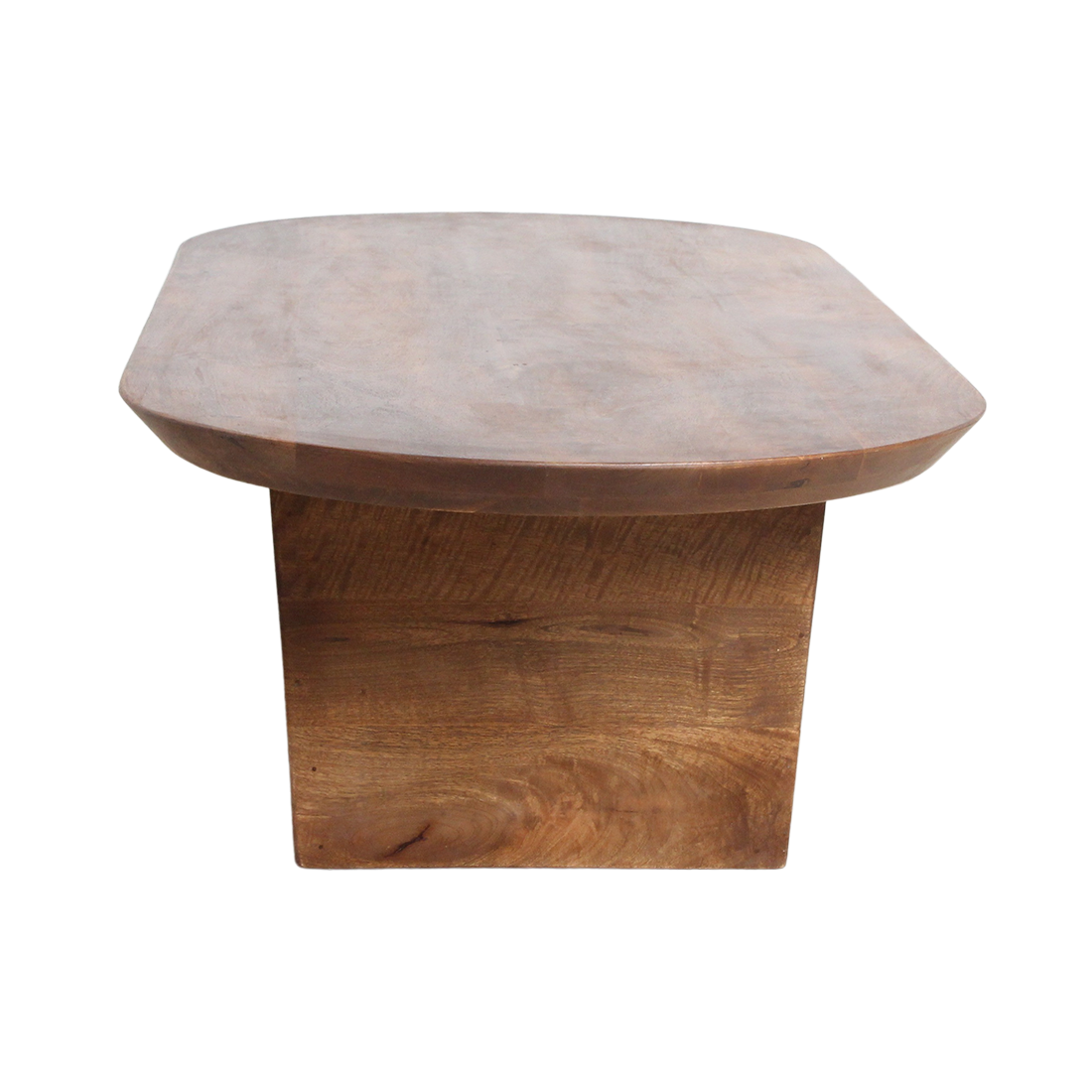 Mango Wood Coffee Table - Round Brown Bullnose Table