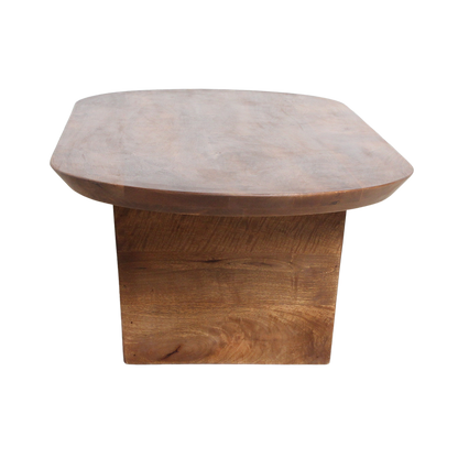 Mango Wood Coffee Table - Round Brown Bullnose Table