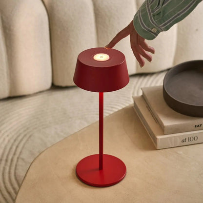 Hugo Berry Red Rechargeable Table Lamp | Dimmable, Stylish & Cordless
