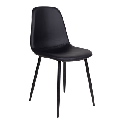 PU Leather Dining Chairs - Black Metal Leg Set of 2
