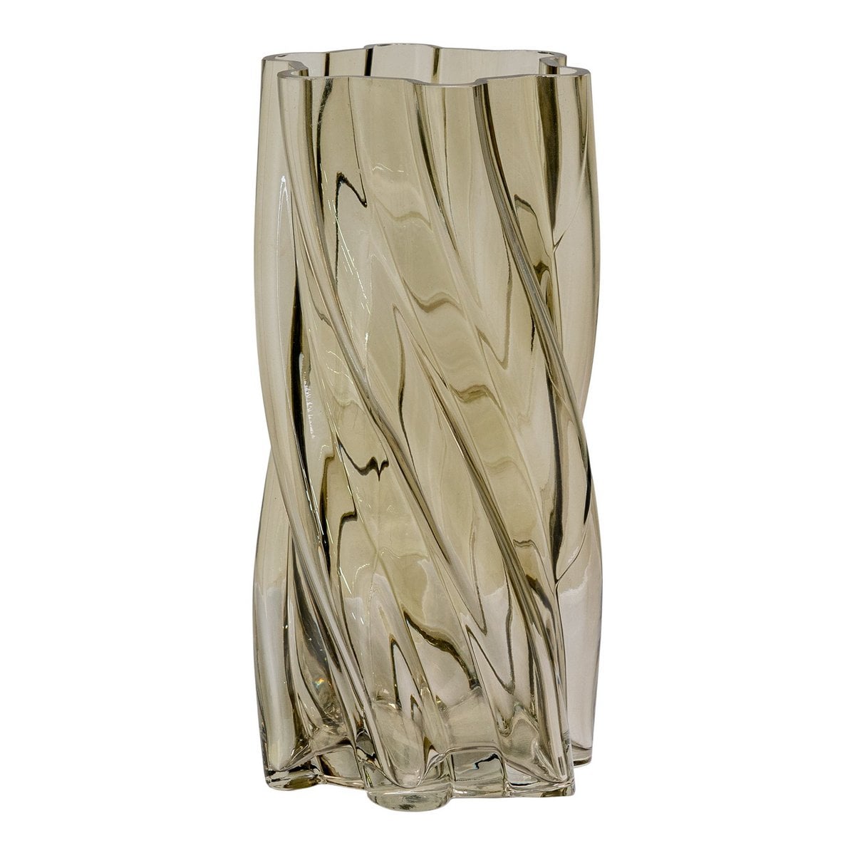 Vase - Vase, verre soufflé à la bouche, vert fumé, ø12,5x25 cm