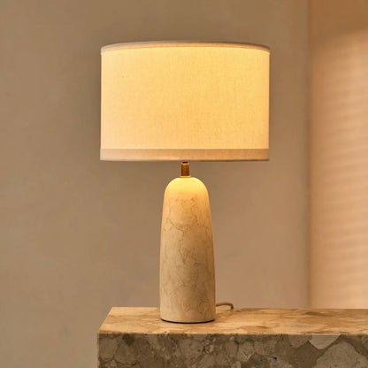 Marble Table Lamp with Cotton Shade – Elegant Design