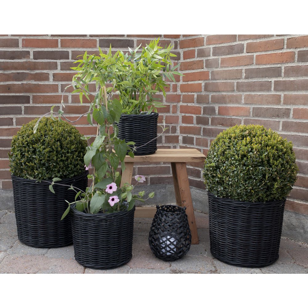 Bogor Baskets - Black, Kubu Rattan/Plastic - Set of 4