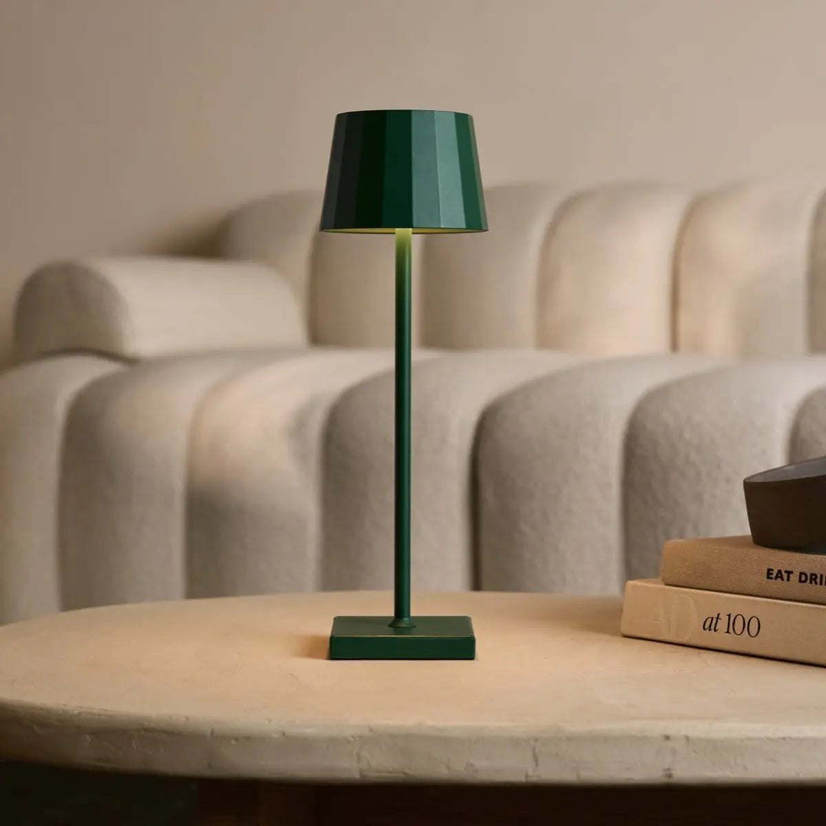 William Pine Green Rechargeable Table Lamp | USB-C, Dimmable, 120-Hour Battery