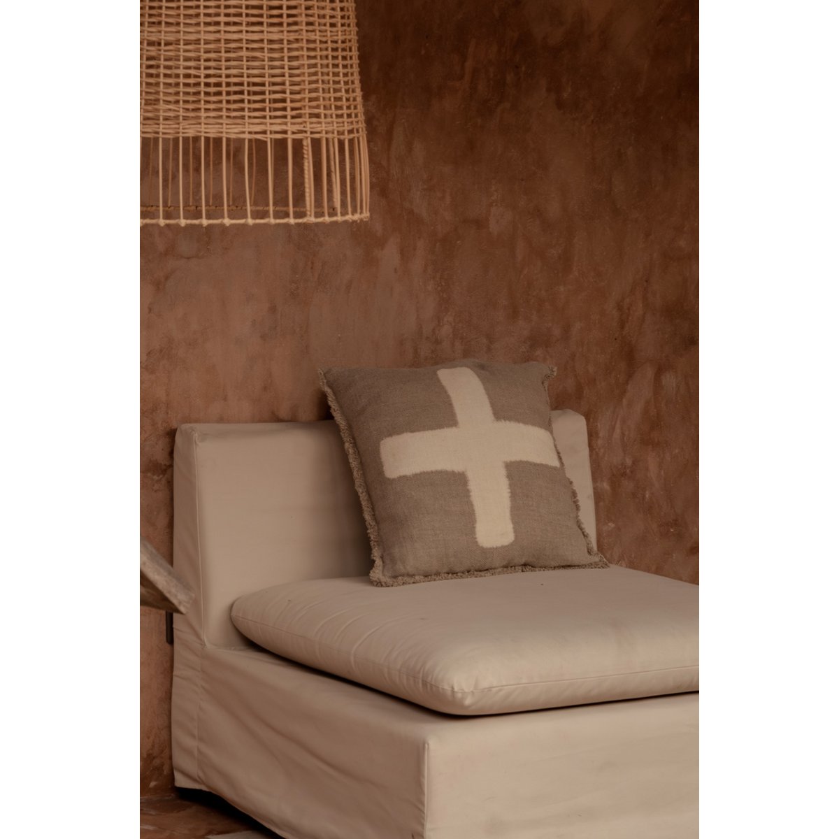 The Ivory Cross Cushion Cover - Natural White - 50x50