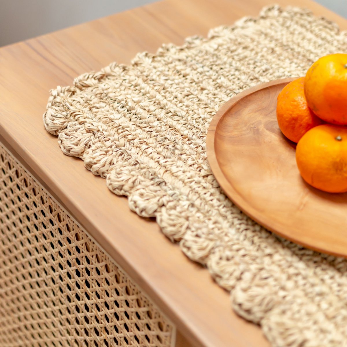 Raffia Placemat Set - Rectangular Boho Table Mats, 50x30 cm