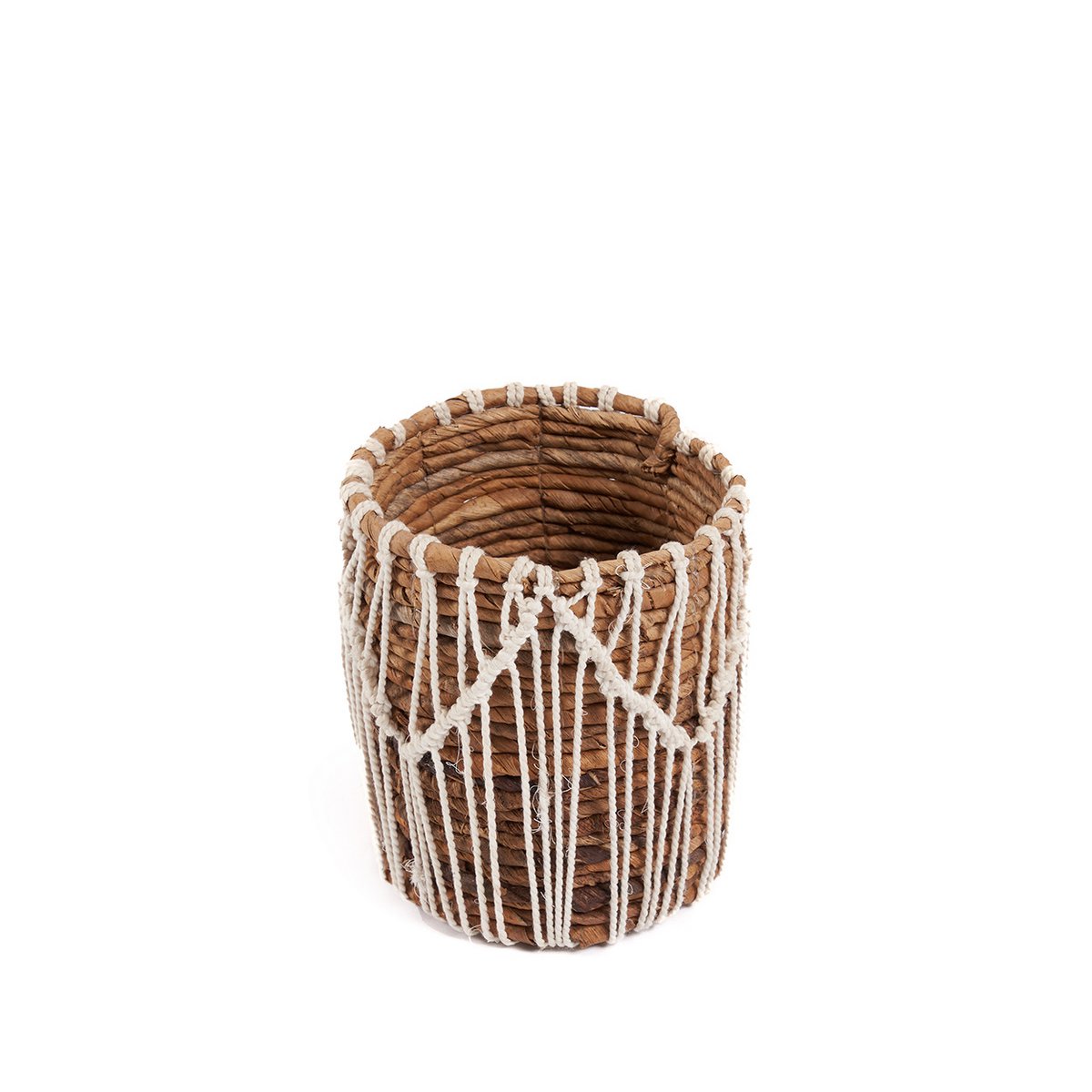 Macrame Basket - Natural Woven Basket for Storage - Small White