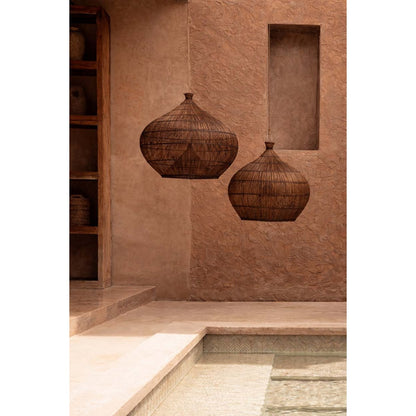 Rattan Pendant Light - Dark Walnut Gourd Shape - Large