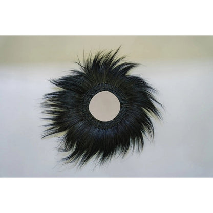 Black Simba Wall Mirror - Natural Grass Decor, Medium Size