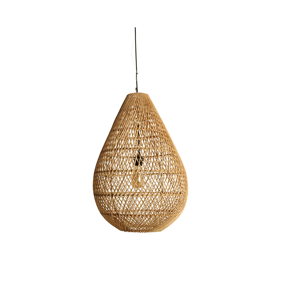Rattan Pendant Light - Natural Drop Hanging Lamp, Handwoven