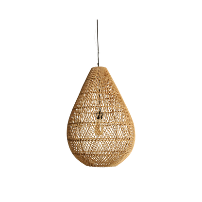Rattan Pendant Light - Natural Drop Hanging Lamp, Handwoven