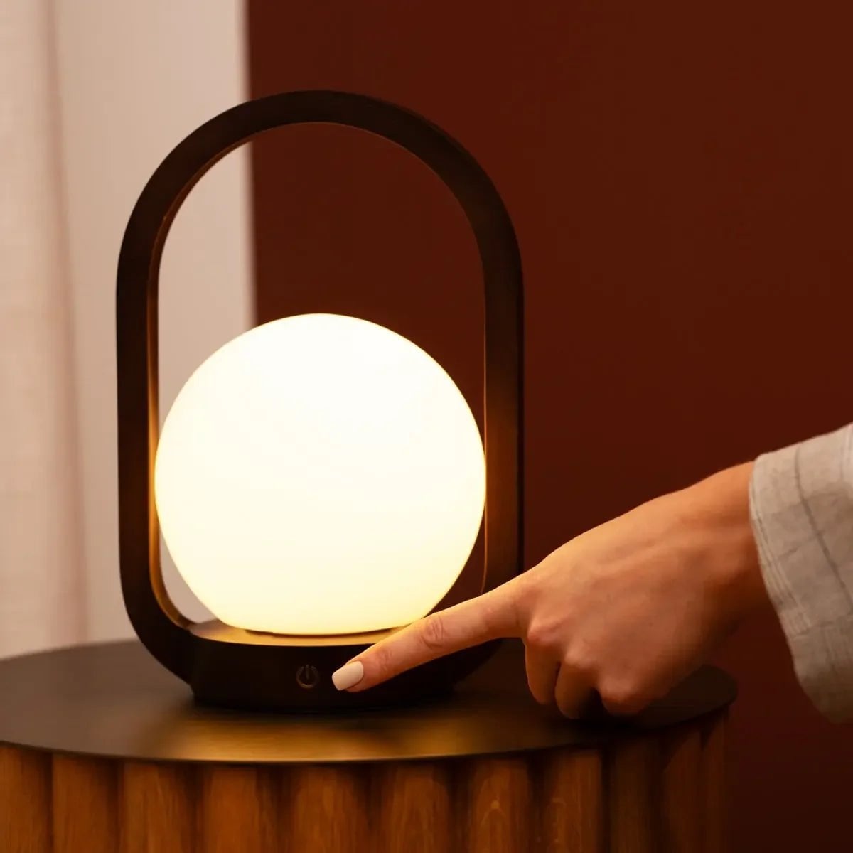 Skye Dark Brown Wooden Cordless Lamp | Rechargeable, Dimmable & 3 Light Modes