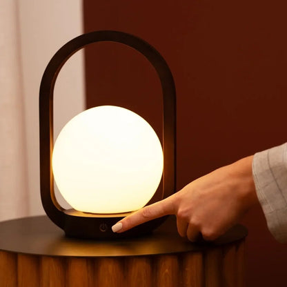 Skye Dark Brown Wooden Cordless Lamp | Rechargeable, Dimmable & 3 Light Modes
