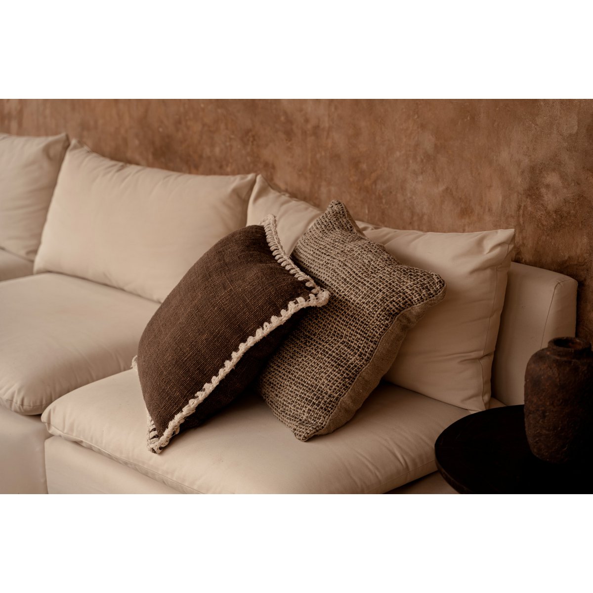 Linen Pillow Cover - The Linen Grain Black Natural