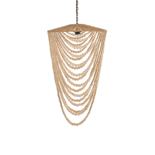 Wooden Bead Chandelier - Natural - Large