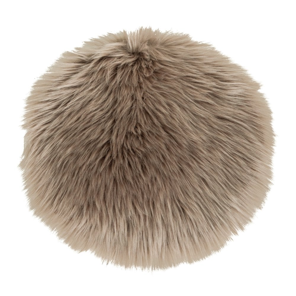 Faux Lambskin Seat Cushion - Light Brown Polyester Round Pad, 35cm