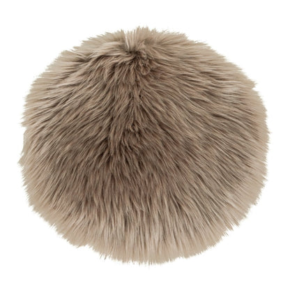 Faux Lambskin Seat Cushion - Light Brown Polyester Round Pad, 35cm