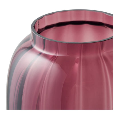 Smoked Red Glass Vase - Mouth Blown - 17x21 cm