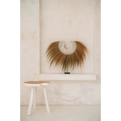 Rattan Side Table - Natural White Organic Accent Table