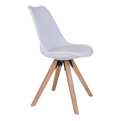 Bergen Dining Chair - PU Leather, Moulded Plastic, Rubberwood, White - Set of 2