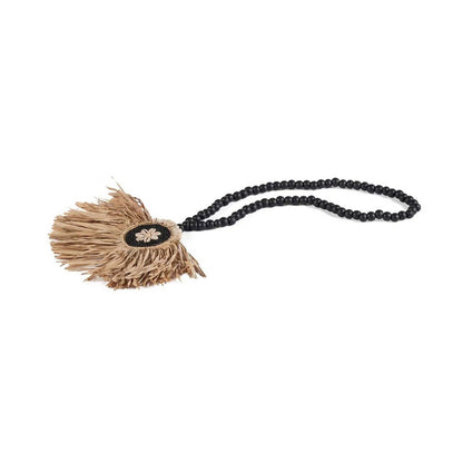 Handcrafted Raffia Mahkota Tassel Decorative Accent - Natural Black