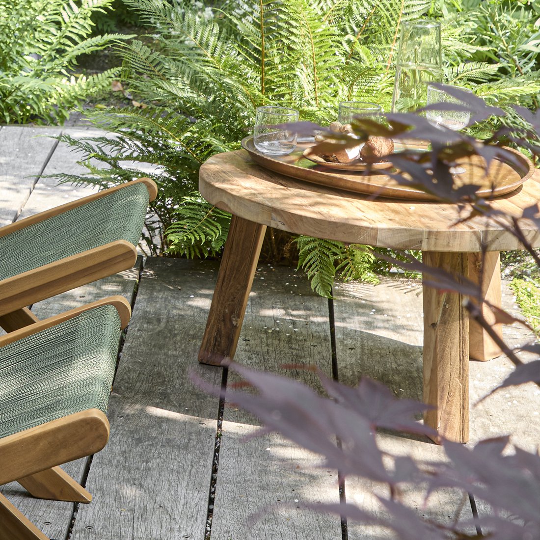 Recycled Wood Coffee Table - Round Farmwood Table, 70cm
